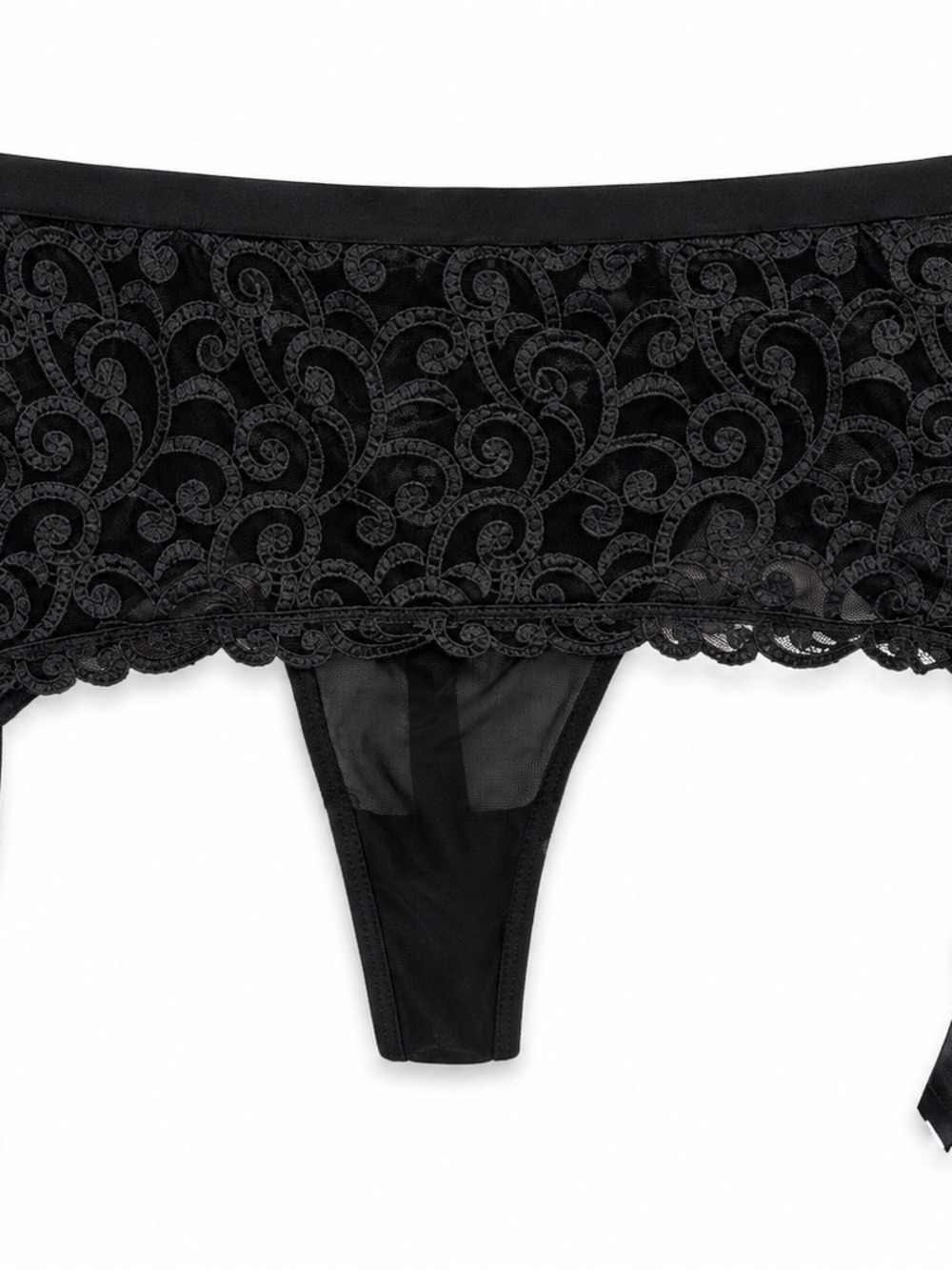 NWOT Vintage Victoria's Secret Black Lace Panty and Garter Circa 2003